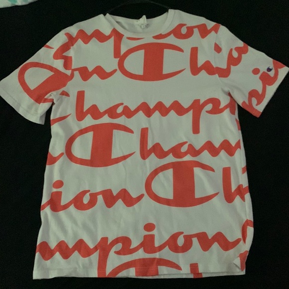 Mens Large Coral and White Champion T-shirt - Picture 1 of 3